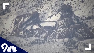 Aerial view after March 2021 blizzard dumps feet of snow on Denver