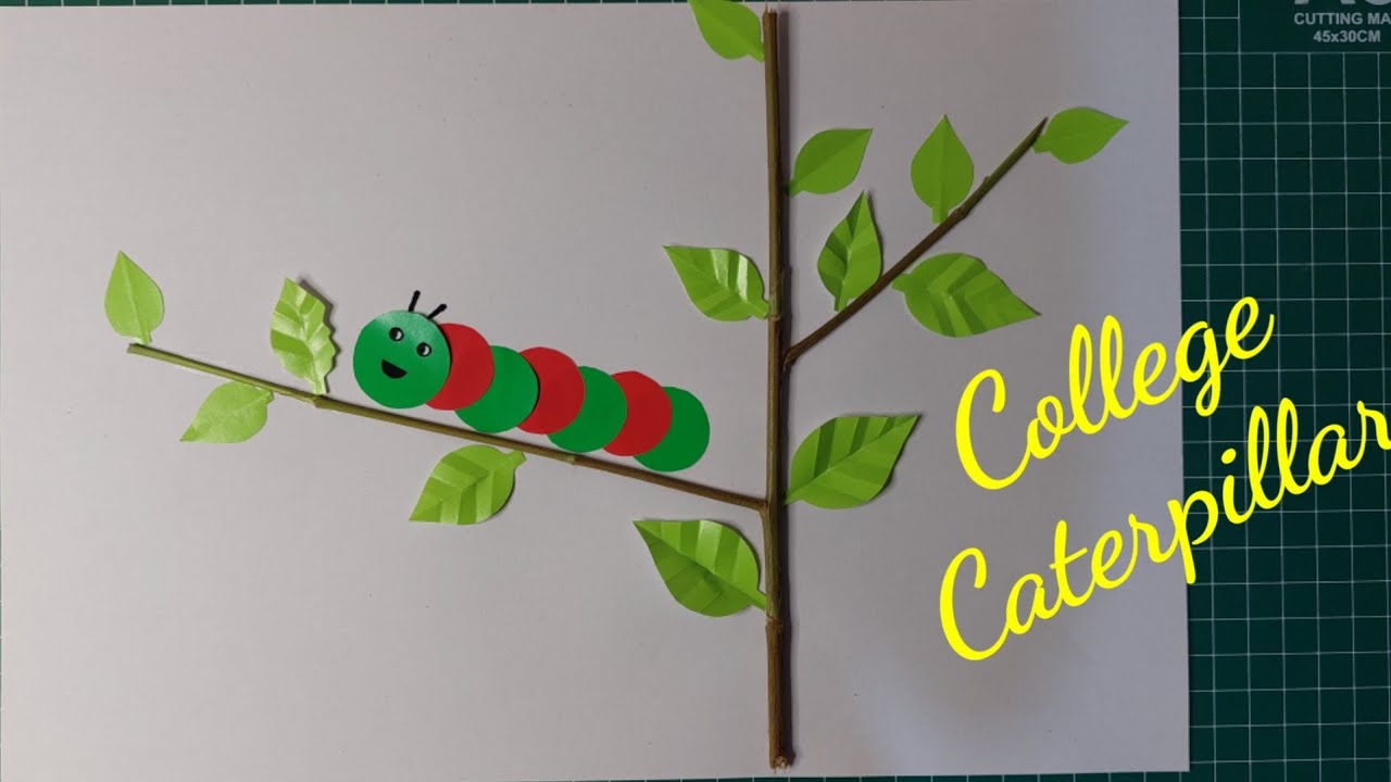 How to make a caterpillar collage from origami paper tutorial kolase