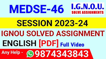 MEDSE 46 Solved Assignment 2023-24 English, MEDSE 46 Solved Assignment 23-24, MEDSE-46 Assignment