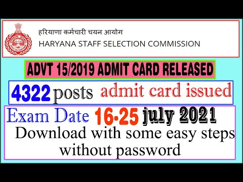 HSSC Advt. 15/2019 Various 4322 Post Admit Card Released download now