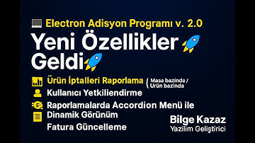 🚀 Yeni Özelliklerle Güncellendi! | Electron ile Masa Adisyon Takip Programı (v2.0)