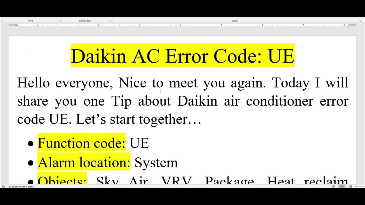 How to solve daikin air conditioner error code UE? YouTube