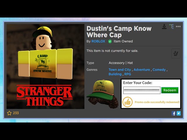 FREE ACCESSORY! HOW TO GET Dustin's Hat! (ROBLOX STRANGER THINGS