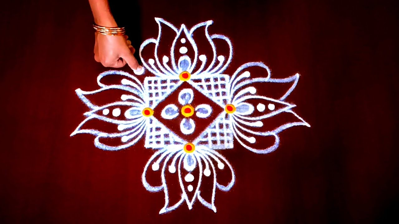 Easy and simple rangoli / beautiful lotus flower rangoli / creative rangoli