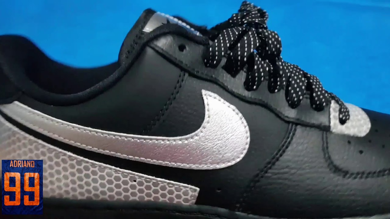 Tênis Nike Air Force 1 3M Refletivo Preto ! - YouTube