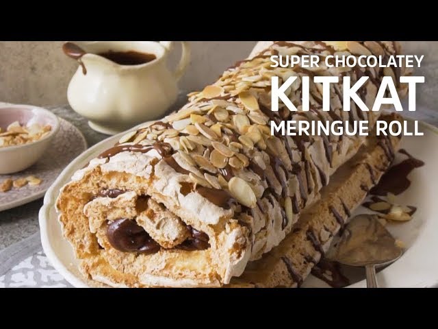 Super Chocolatey KitKat Meringue Roll