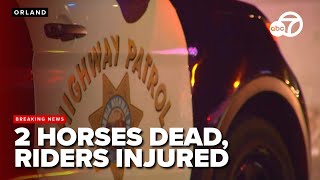 Driver crashes into horseback riders in Orland: 2 horses dead, riders injured