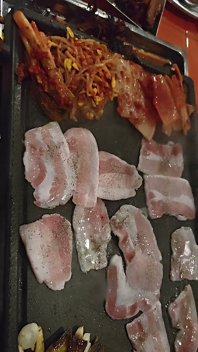 K-TEAM BBQ in Ktown LA Korean BBQ pork belly  kimchi on stone skillet #foodlover #foodie #pork