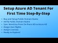 Start Setting Azure AD Tenant, buy and link custom domain, start on-prem user sync, assign licences
