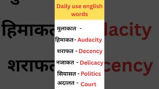 Daily Use English Words with Hindi Meaning | English Shorts | English Words #shorts