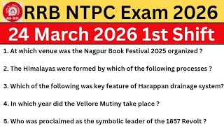 RRB NTPC Exam 24 March 2026 1st Shift Complete Question Paper Analysis | RRB NTPC Exam 2026 |