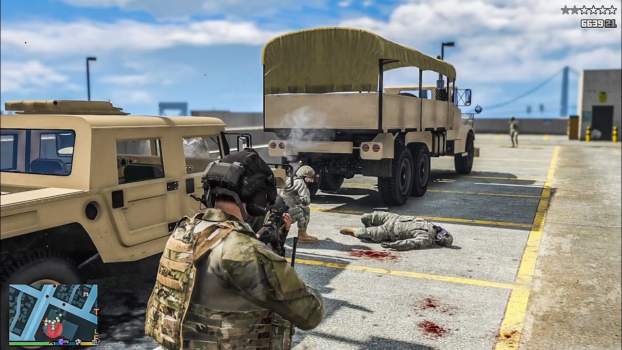 GTA 5 - Trevor Steals APC from Rooftop Parking & Millitry Mayhem + Ten Star Escape [R.D.E 4.1.2]