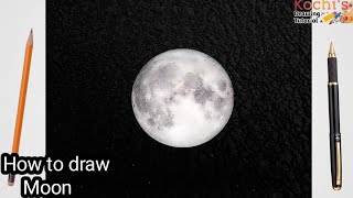 How to draw full Moon || realistic moon drawing easy || full moon drawing