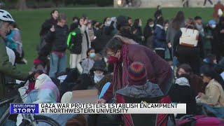 Northwestern students set up camps on Evanston campus in pro-Palestinian protest