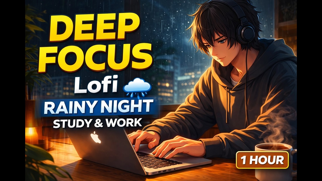 Deep Focus Lofi 🌧️ Rainy Night for Study & Work (1 Hour) - YouTube