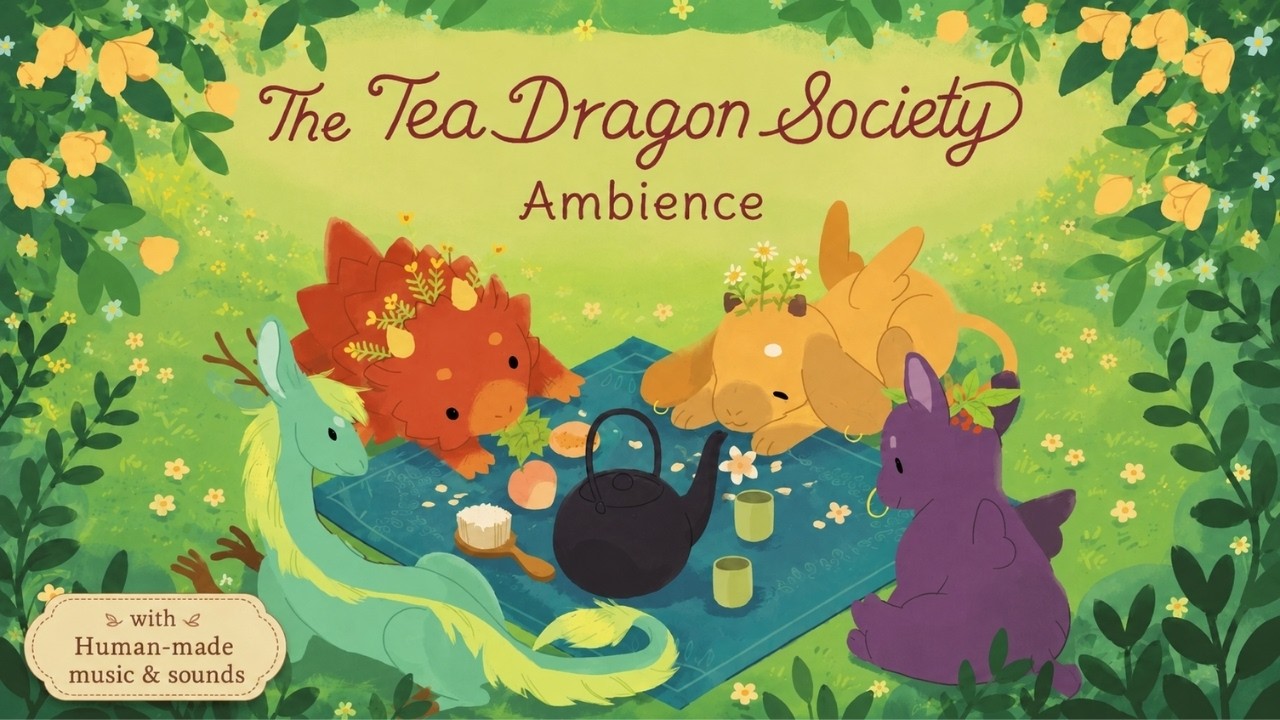 The Tea Dragon Society Ambience | Peaceful Acoustic Music, Forest Sounds & Illustrations