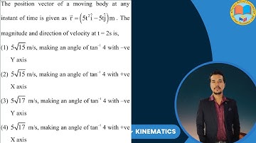 The position vector of a moving body at any instant of time is given as r = 5t² i - 5t j m. The #jee
