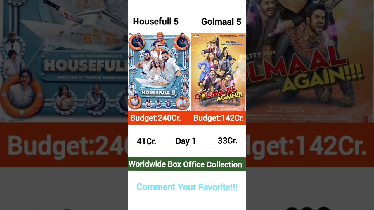 Housefull 5 Vs Golmaal Again Day 1  Comparison Box Office Collection 