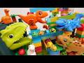 Satisfying Building Block Marble Run Huge hit ! The Funny Dinosaur and dinosaur tunnel course.