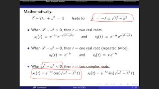 ODE - Section 5.3 - Vibrations of a mass on a spring - Free, Damped Motion