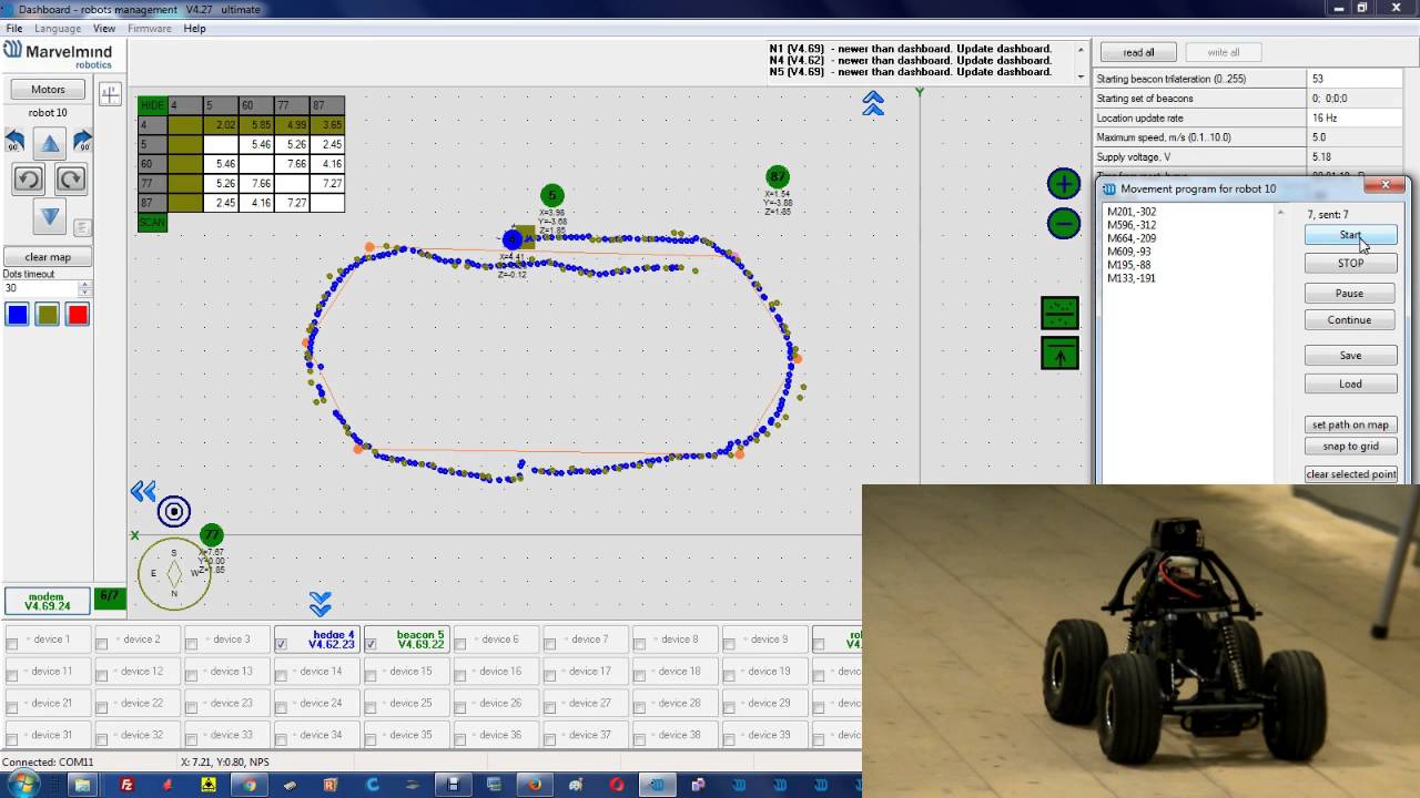 crawler moving fully autonomously based on marvelmind work autonomously