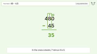 Long Subtraction Problem 48-4.5: Step-by-Step Video Solution