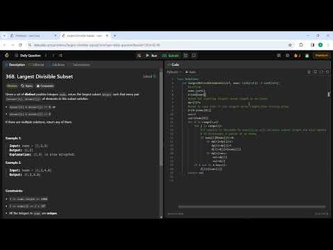 Leetcode -368.Largest Divisible Subset(Python Solution)