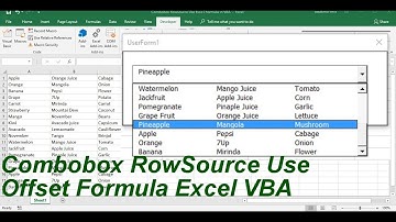 Combobox RowSource Use Offset formula Excel VBA