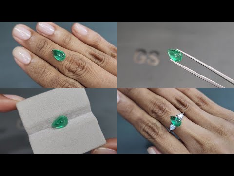 Emerald fancy cut cabochon 2.18 carats, Russia Video  № 1
