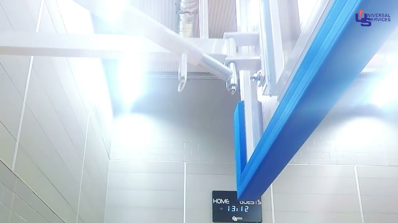 Hinge wall mounted matchplay basketball goal user demo Universal Services