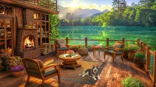 Relaxing Jazz Music for Work, Study ☕ Spring Lakeside Porch Ambience ~ Soft Jazz Instrumental Music