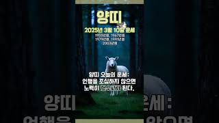 [2025년 3월 10일 양띠 오늘의운세]  언행을 조심하지 않으면 노력이 헛수고가 된다. #양띠 #운세 #…