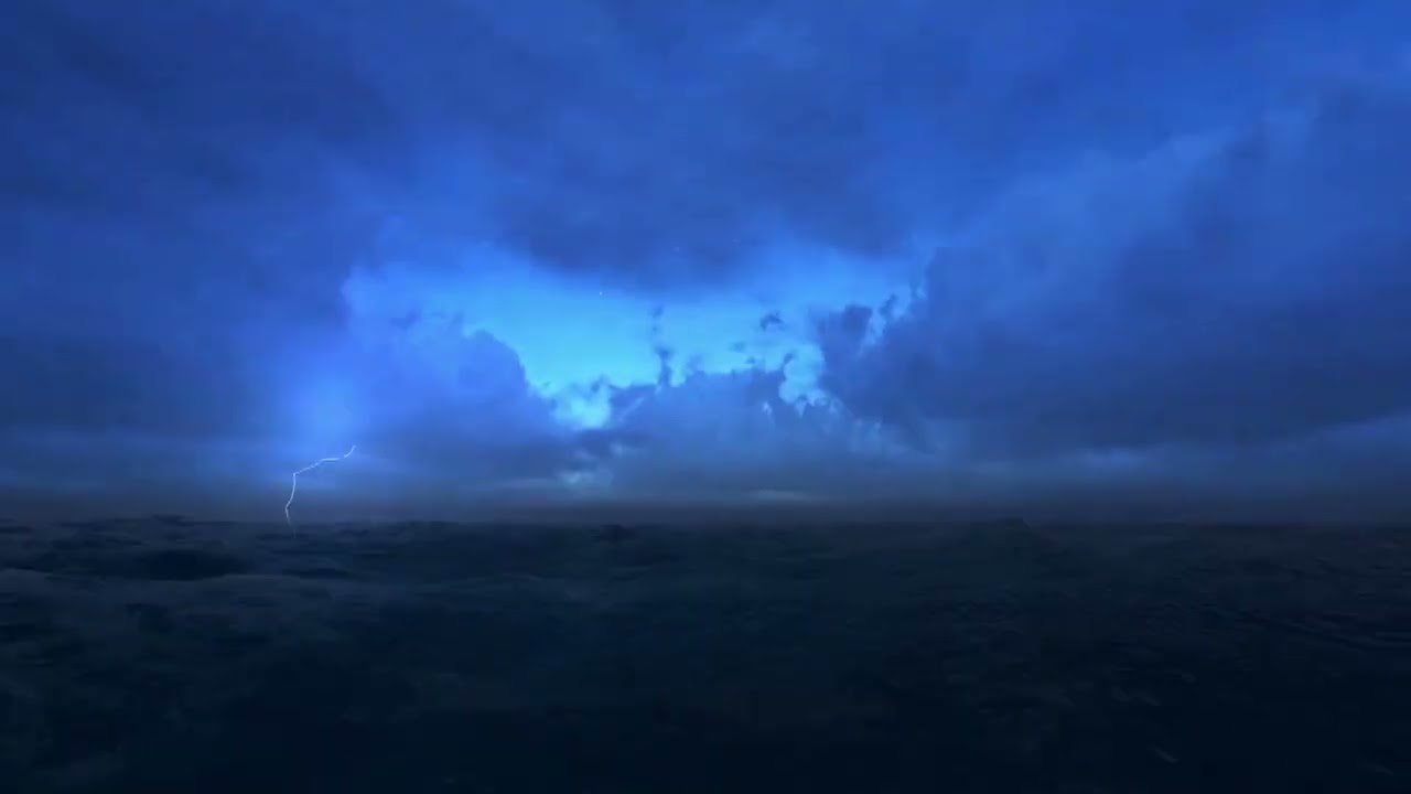 Heavy ocean rainstorm non stop thunder sounds sleeping. Sleep sounds, dimmed screen rain.