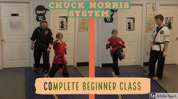 Complete Chuck Norris System Virtual Beginner Class - Forward Stance with Punches, Kicks & Blocks