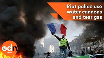 Paris fuel protests: Riot police use water cannons and tear gas