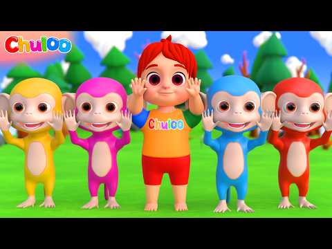 Cinco Macaquinhos Pulando na Cama | ChuLoo em Português | Músicas Infantis