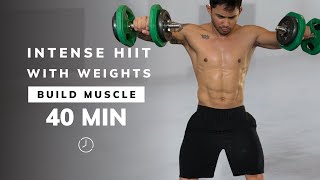 40 min de HIIT INTENSO + PESAS | Con mancuernas | Entrenamiento de cuerpo completo en casa | Desa... screenshot 3