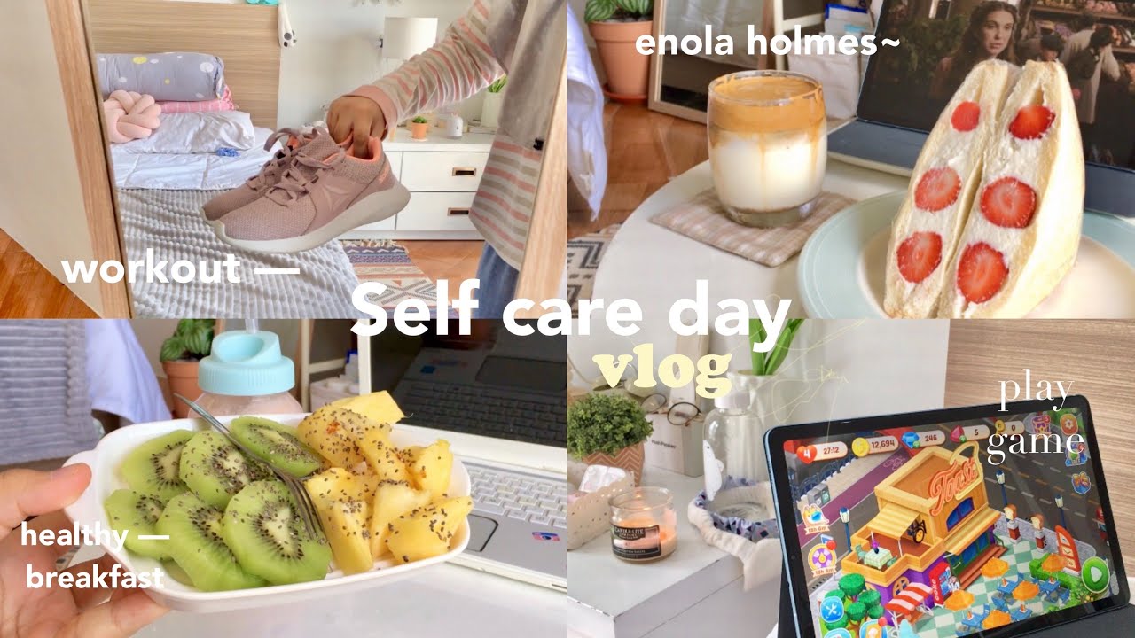 Vlog: self care day,lets workout, healty juice,free day,making strawberry sandwich,carry sleeve🍓🥪