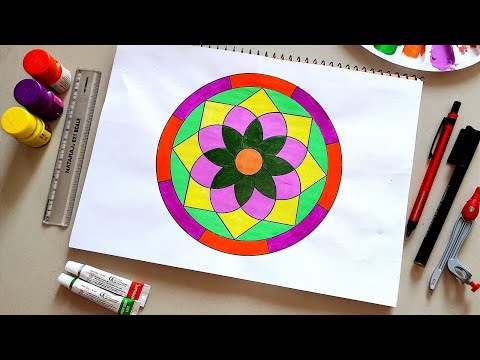 Geometric Design in Circle | How to Draw Geometric Drawing in Circle | Onam Pookalam | Learn & Art