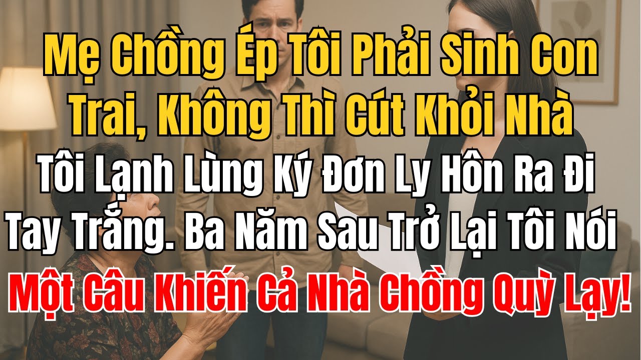 Mẹ Chồng Ép Tôi Phải Sinh Con Trai, Không Có Thì Cút Khỏi Nhà. Tôi Lạnh Lùng Ký Đơn Ly Hôn Ra Đi Tay
