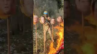 Ukrainian Soldiers Burn Effigies Of Trump, Vance, Musk, Rubio and Graham, And An American Flag