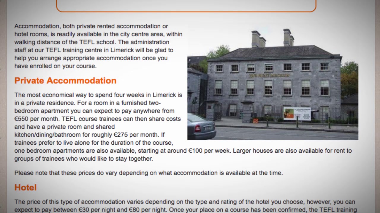 TEFL / TESOL School Accommodation in Limerick, Ireland | Teach & Live ...