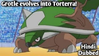 Ash's Grotle Evolves🔥🔥 in to Torterra (Hindi) |Pokemon in hindi||Pokemon Sinho League In Hindi||