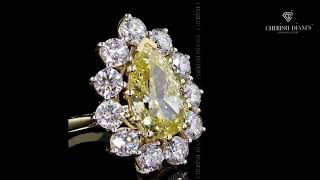 Fancy Yellow Pear Diamond Halo Ring ✨ Luxury Statement Engagement Ring