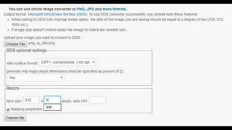 How to online convert from PNG to DDS