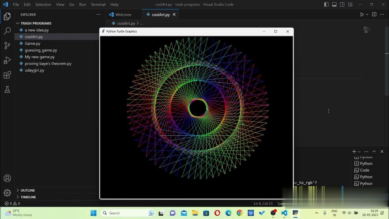 Turtle coding for a beautiful design - YouTube