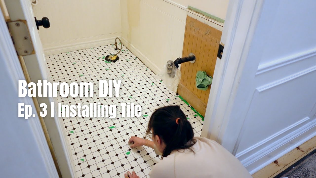 Renovating My Bathroom Myself Ep. 3 Installing Tile Floor YouTube