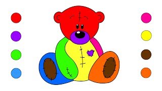 How To Draw Teddy Bear Coloring Pages For Kids Children Toddlers – Learn Colours With Drawing Art