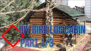 Homemade Bird Feeder DIY. How to build a bird feeder log cabin ? easy to do. this is a 27 x 21" plan. You can resize it to a smaller 