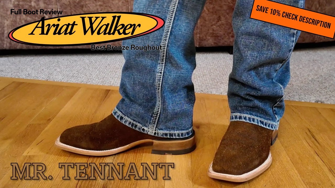 Ariat Walker Cowboy Boot Bronze Roughout Full Review - YouTube